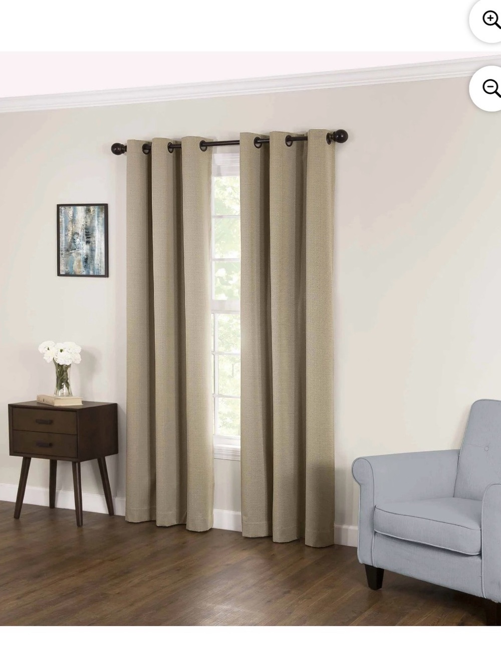 Eclipse Beige Textured Grommet Curtain Panel set of 2